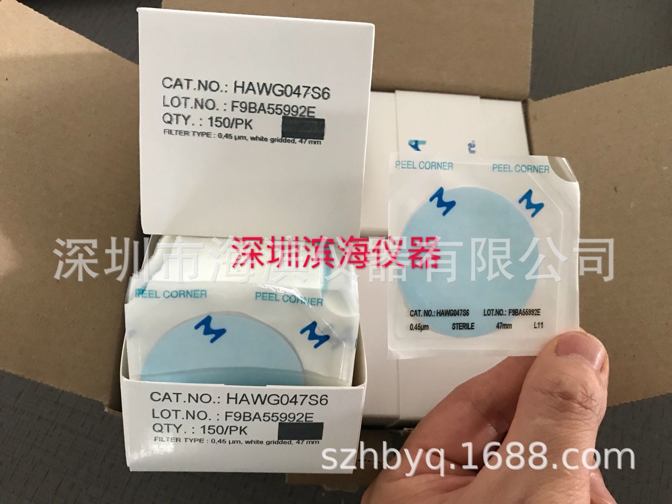 密理博MILLIPORE滤膜直径47MM 0.45UM孔径HAWG047S6无菌过滤膜