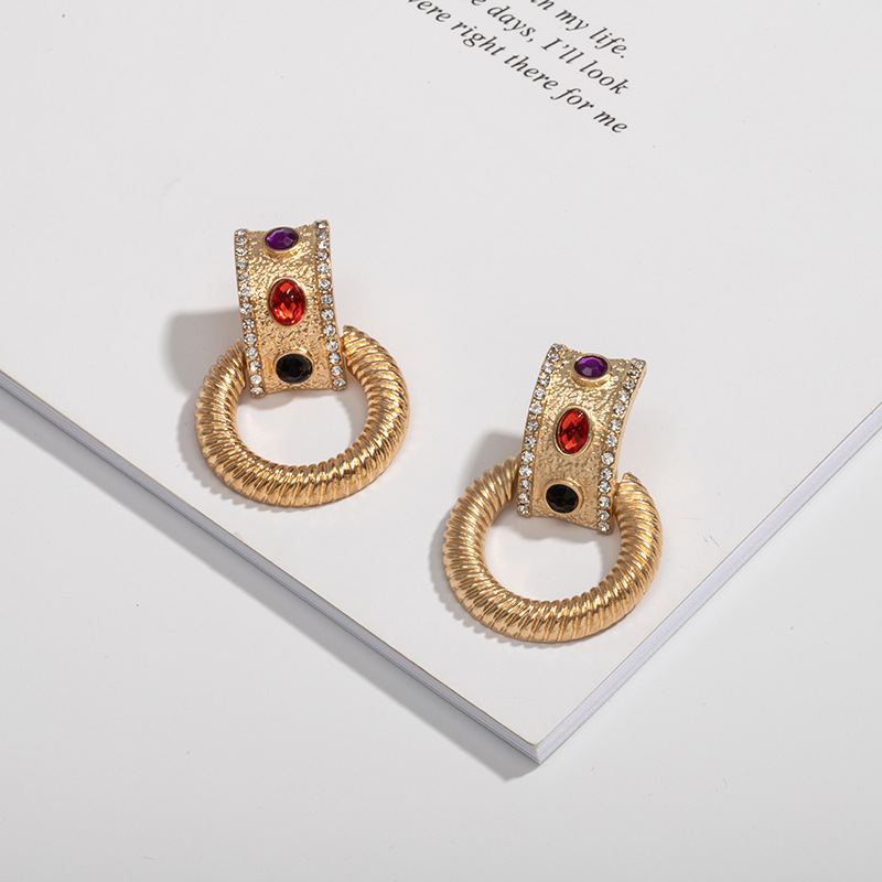 Women'S Gender Ethnic Style Geometric Diamond Alloy Artificial Gemstones Earrings