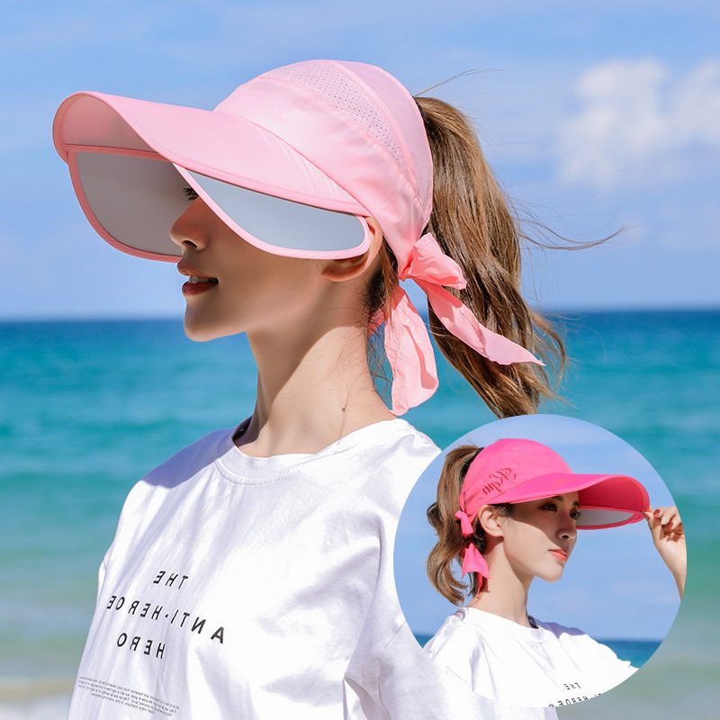 夏季遮阳帽女防晒帽可伸缩空顶棒球帽防紫外线太阳帽户外大沿沙滩