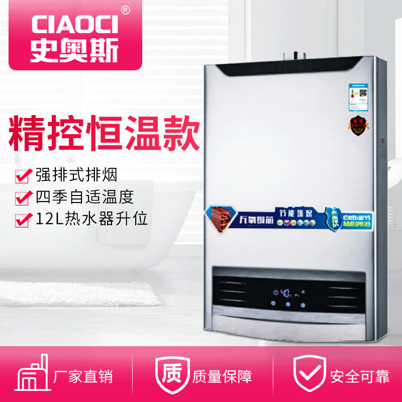 12升恒温立式家用宽频防干烧热水器 防冻强排燃气热水器厂家批发
