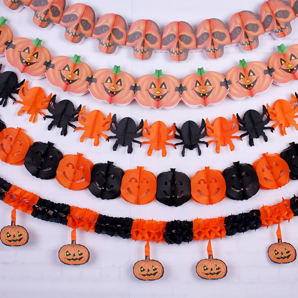 Halloween decoración banner bar lugar diseño suministros calabaza guirnalda fantasma Festival cráneo fantasma cabeza triángulo banner