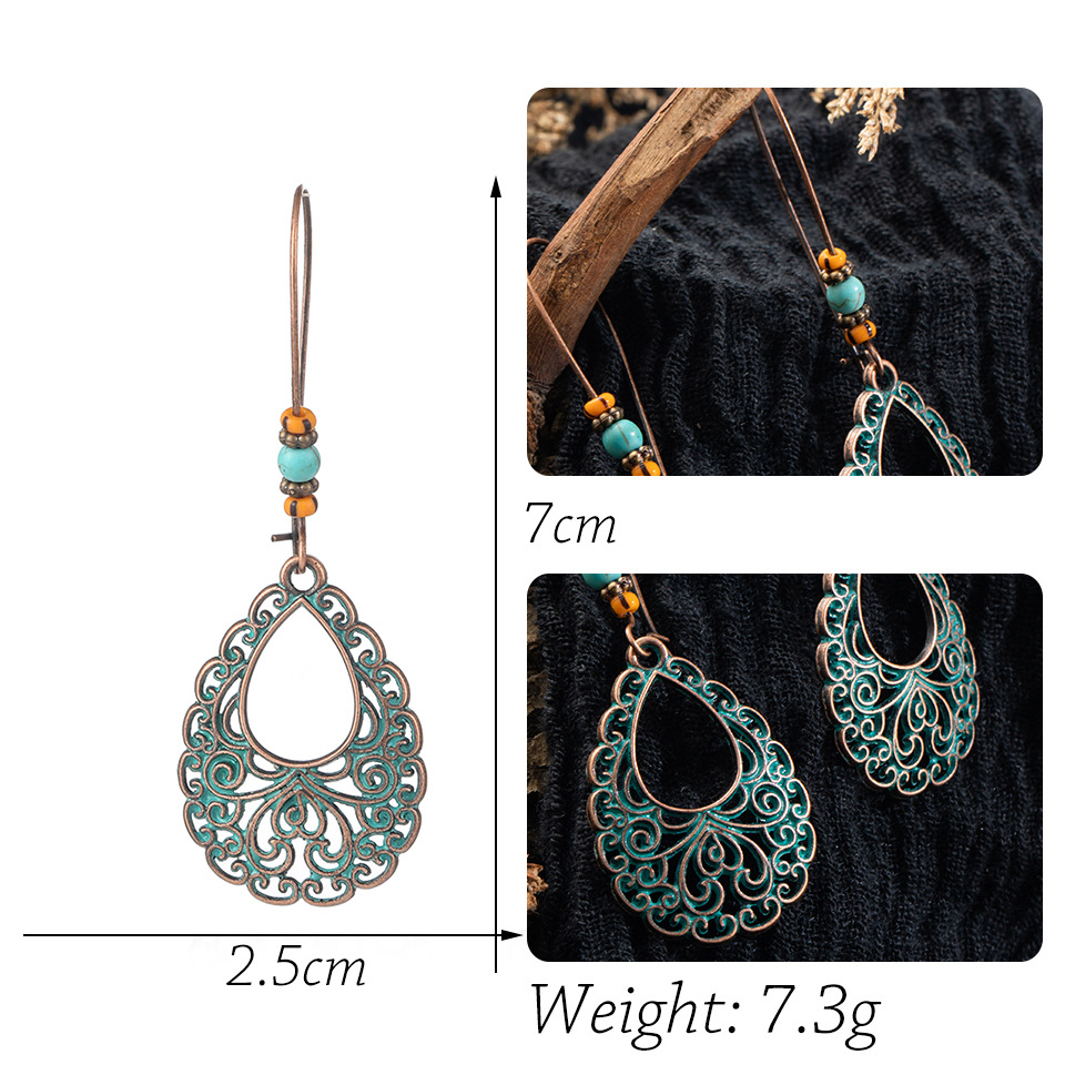 Bohemia Alloy Drop-shaped Hollow Alloy Earrings display picture 1