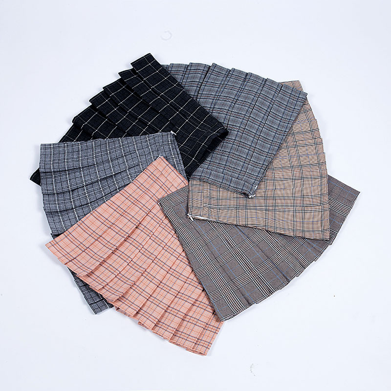 lattice Pleated skirt Autumn and winter new pattern skirt student Korean Edition Short skirt Versatile Paige A word skirt skirt