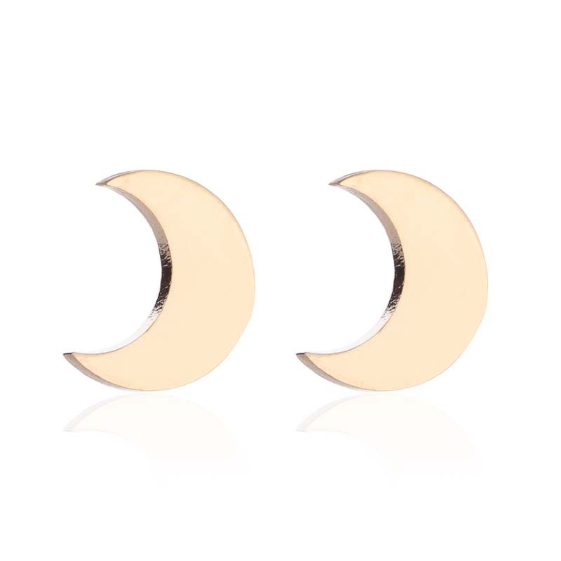 Shopping Occasion 201 Stainless Steel Material PVD Coated 18K Gold Real Gold Plated Moon 201 Stainless Steel Fashion Waterproof Non Tarnish Ear Studs