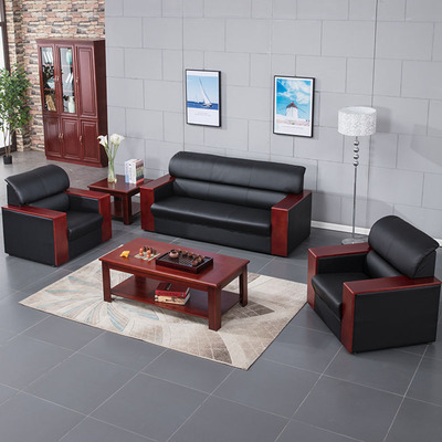 办公室沙发古典中式小型接待会客区单三人位办工茶几组合套装商务|ru