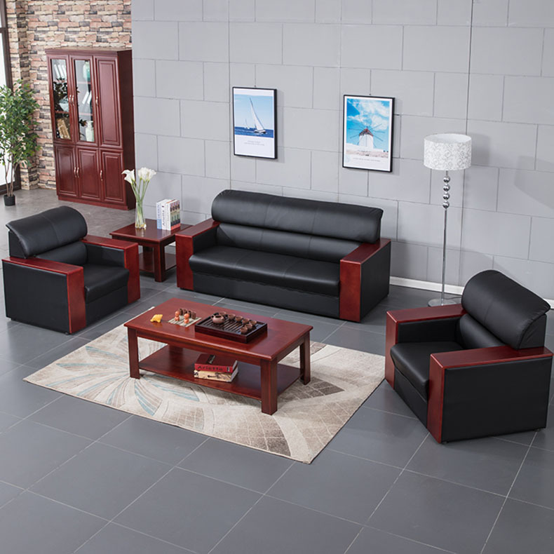 办公室沙发古典中式小型接待会客区单三人位办工茶几组合套装商务|ru