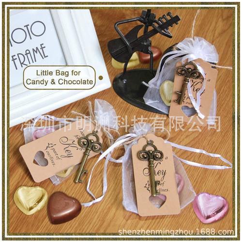 European and American wedding creative small gifts wedding sugar gauze bags wedding return gifts souvenirs wedding supplies bottle opener keychain