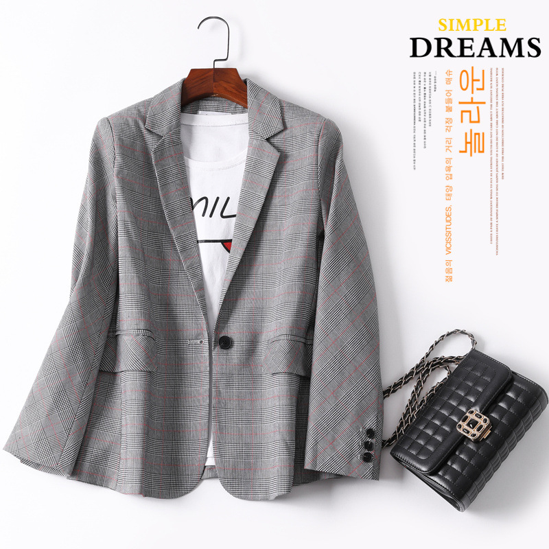 suit coat Red plaid 2019 Early autumn new pattern Korean Edition Easy fashion Self cultivation spring and autumn leisure time Blazer