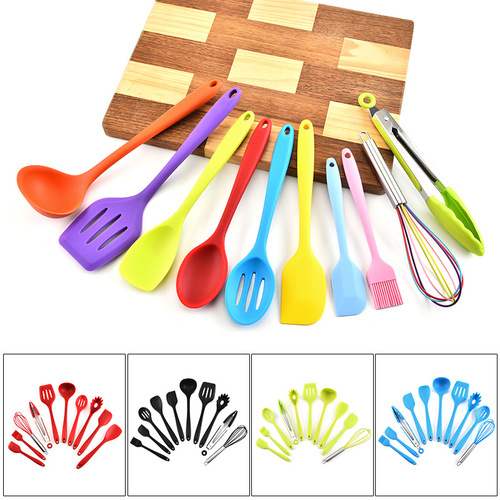 Amazon kitchenware set silicone kitchenware 10-piece kitchen utensils spatula set cooking spatula spoon oil brush
