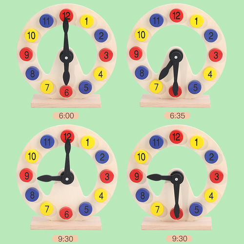 Teaching clock kindergarten children learning alarm clock puzzle enlightenment early education time cognitive clock wooden toy