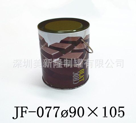 供应圆柱手提铁盒  精美巧克力铁盒包装 专业定制休闲食品包装盒