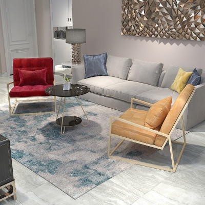 簡約現代休閑單人沙發椅 客廳靠背沙發椅 工作室接待沙發茶幾組合