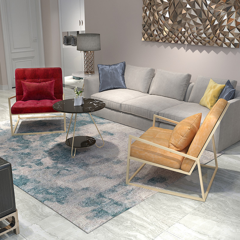 簡約現代休閑單人沙發椅 客廳靠背沙發椅 工作室接待沙發茶幾組合