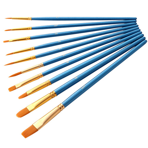 Cross-border watercolor brushes 10 pearlescent blue nylon hair brushes gouache oil brush set