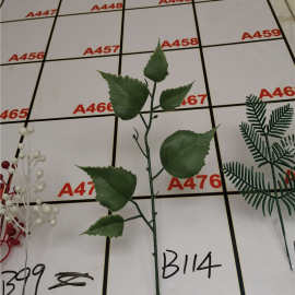 仿真编织袋仿真花叶 塑料带铁线菩提叶 编织袋墙圣诞工艺装饰叶片