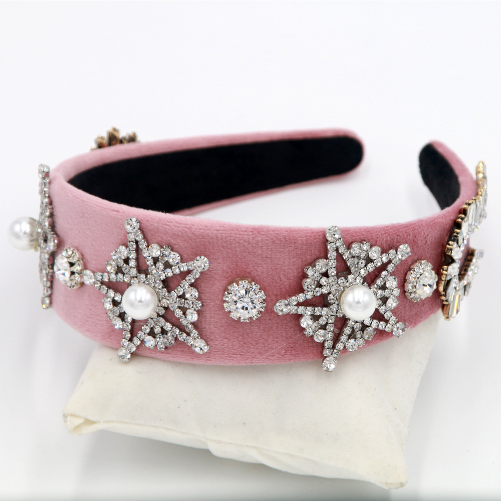 Hot Selling Personality Fashion Five-pointed Star Rhinestone Metal Headband display picture 4