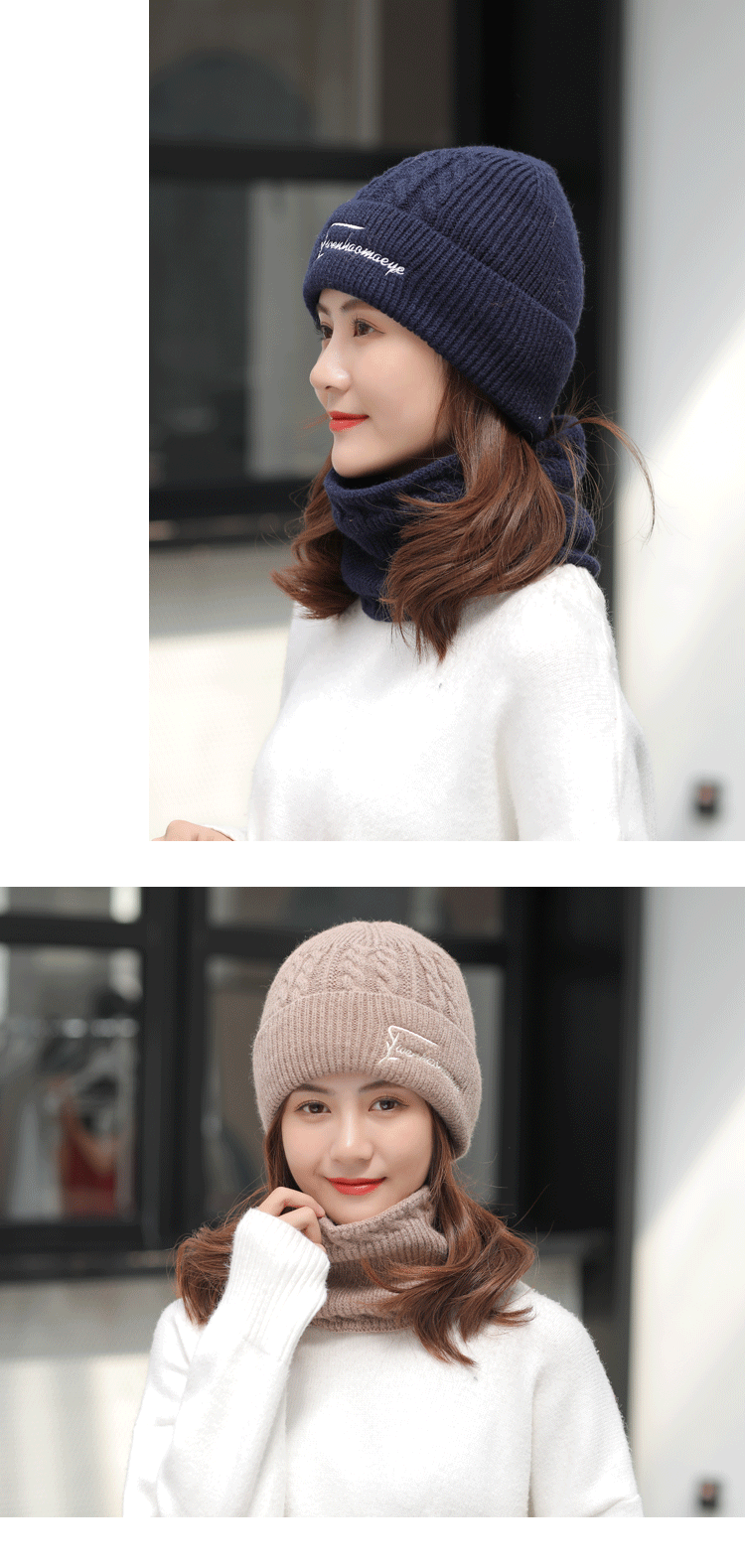 Cappello da donna in maglia di lana, alla moda, con fodera in pile, caldo, autunno inverno, all'ingrosso_voghion.com