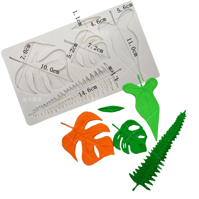 Pájaro loro fondant molde de silicona selva tropical tortuga hoja de bambú borde decoración de la torta molde utensilios de cocina
