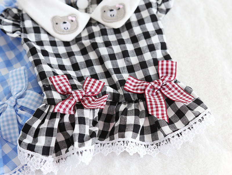 动物娃娃领格子裙