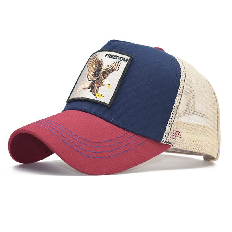Popular Amazon bordado animal de algodón de malla gorra de béisbol de las mujeres de los hombres de deportes al aire libre gorra enarbolada