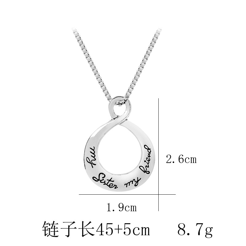 water drop necklace good sister My Sister My Friend hollow pendant necklace accessories wholesale ni