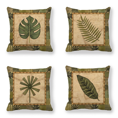 Popular green leaf linen pillowcase exclusive to Amazon Ym059