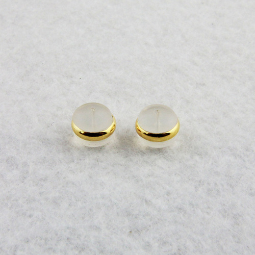 Wholesale silver transparent silicone ear plugs, copper-plated K gold ring-wrapped silicone ear plugs, transparent ear caps and ear buckles