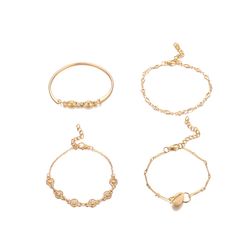 Fashion Gold Bead Round Hollow Shell Bracelet 4 Piece Set Combination Female display picture 10