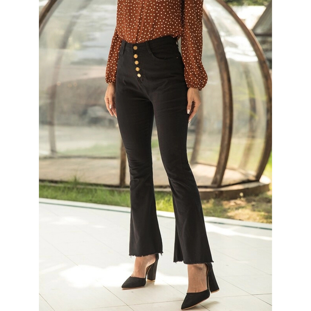 fashion high-waist single-breasted trousers  NSSA48716