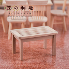 1/12 Scale Dollhouse Furniture Mini Coffee Table and Desk Set, Wooden Miniature Props and Wooden Model Decor