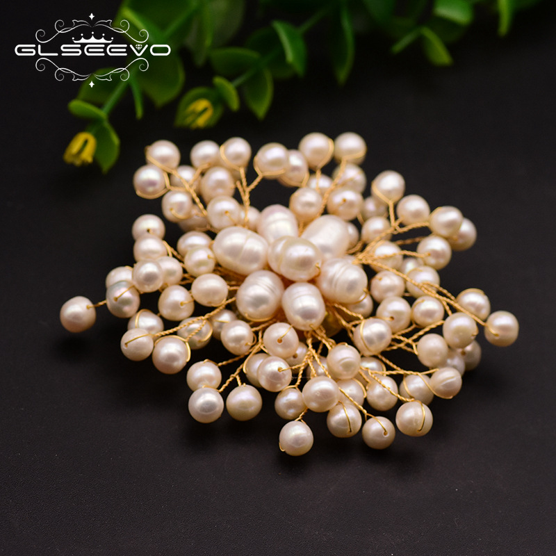 GLSEEVO 天然淡水珍珠精致繞線胸花胸針胸飾 手工女飾品定制禮物