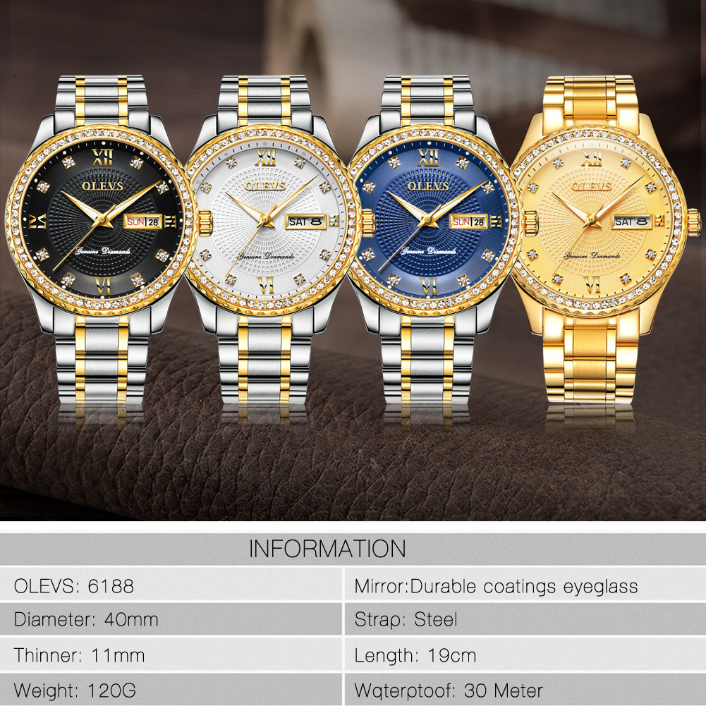 Luxury Gold Color Business Affairs Quartz Male Watches