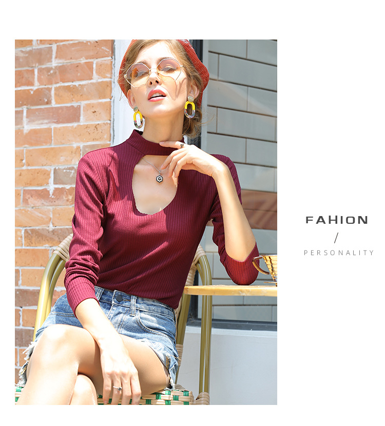 spring and summer long-sleeved solid color slim tops  NSYH11305