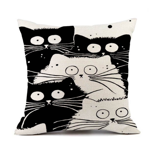 Animal, Digital Printing, Cat Pattern Cute Animal Digital Printing Cat Blended Pillow Cases
