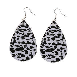 欧美新款小豹纹耳环奶牛豹纹点点耳环个性韩版皮耳环批发