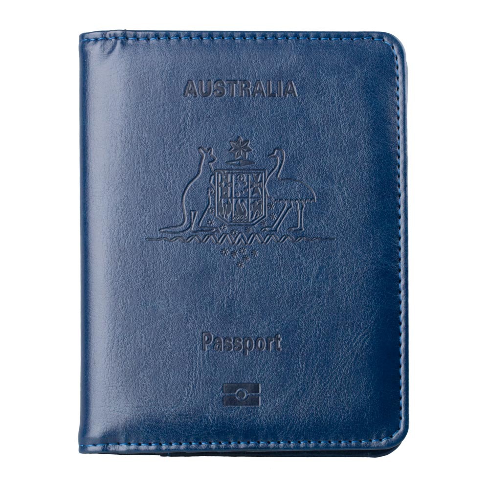 En stock cubierta del pasaporte australiano anti-magnético cubierta protectora del pasaporte cara de cuero de la PU titular de la tarjeta de Banco titular de la venta caliente