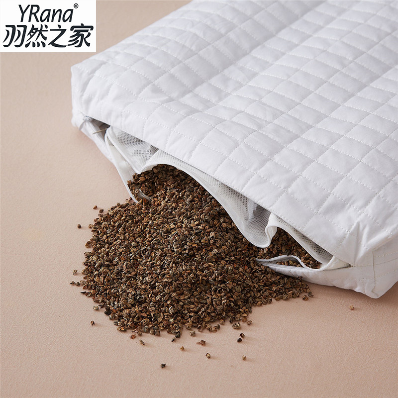 可单独拆洗荞麦枕头 纯荞麦枕芯全棉绗缝面料甜荞荞麦壳枕可脱卸|ru