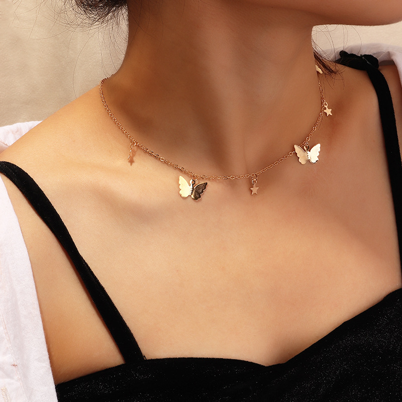 Simple Fashion Butterfly Necklace Personality Popular Five-pointed Star Clavicle Chain Women Wholesales Fashion display picture 1