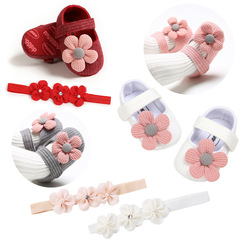 Sunflower Yarn Spring and Autumn Baby Shoes Princess Shoes Baby Shoes Soft Sole Fabric Sole 2-Pack Single Shoes