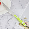 Rainbow -colored plastic handle stainless steel knife fork spoon dot and western tableware wave dot handle, bull buckle spoon