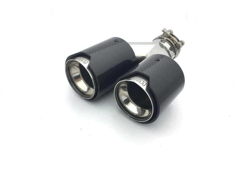 Suitable for BMW double titanium black carbon fiber tail throat 3 Series 5 series exhaust pipe modification M standard carbon fiber manufacturer