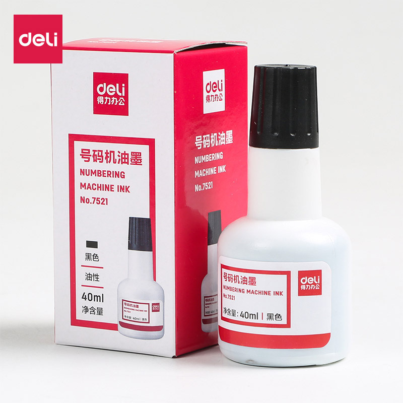Deli 7521 Number Engine Oil Single Row Double Row Price Marking Machine Number Machine Coding Machine Ink 40ml