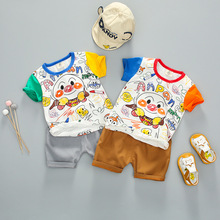 代发夏季新款童装婴幼童韩版男童套装宝宝卡通短袖短裤两件套薄款