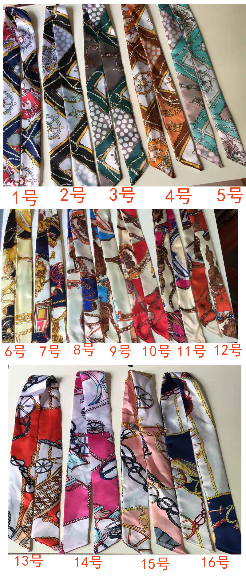 Printed and patterned twill silk scarf manufacturer wholesale accessories silk scarves handbags tied with bows silk scarves striped flowers undefined