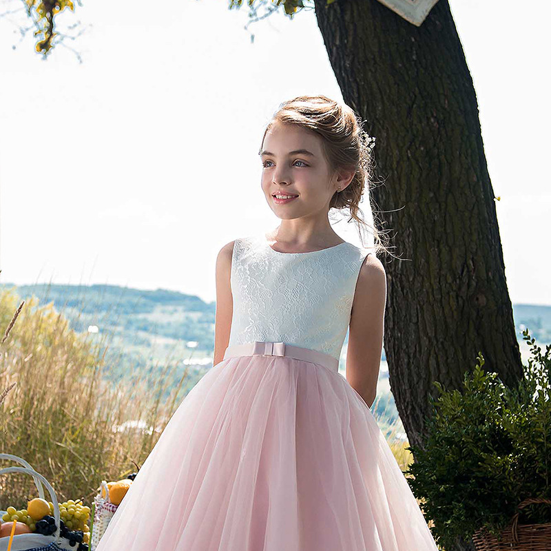 Ärmelloses Spitzenkleid für Mädchen, bauschiges Prinzessinnenkleid für Geburtstag, Hochzeit, Kinderbekleidung 3-7 Jahre 【Vorbestellung | Versand in 15 Tagen】_voghion.com