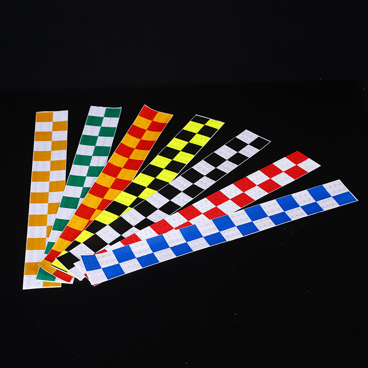 汽车反光膜警示带多色格相间反光贴反光膜货车年检晶格反光条