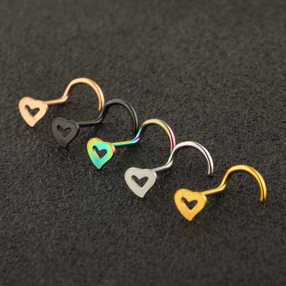 Fashion Heart Shape Metal Hollow Out Nose studs 1 Piece