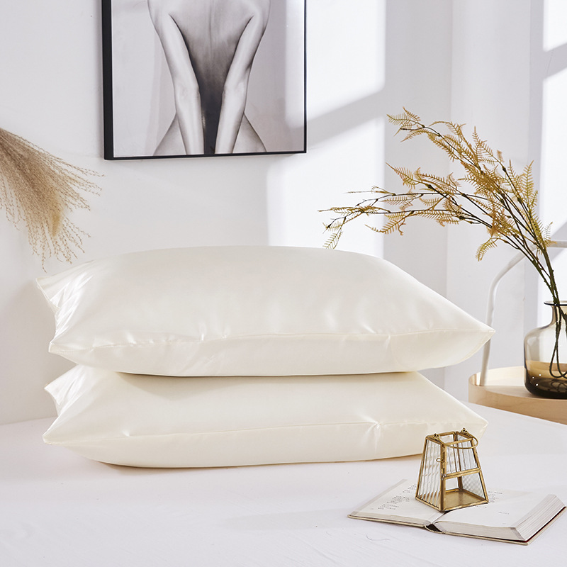Simple pillowcase satin silk solid color bedding pillowcase wholesale_voghion.com