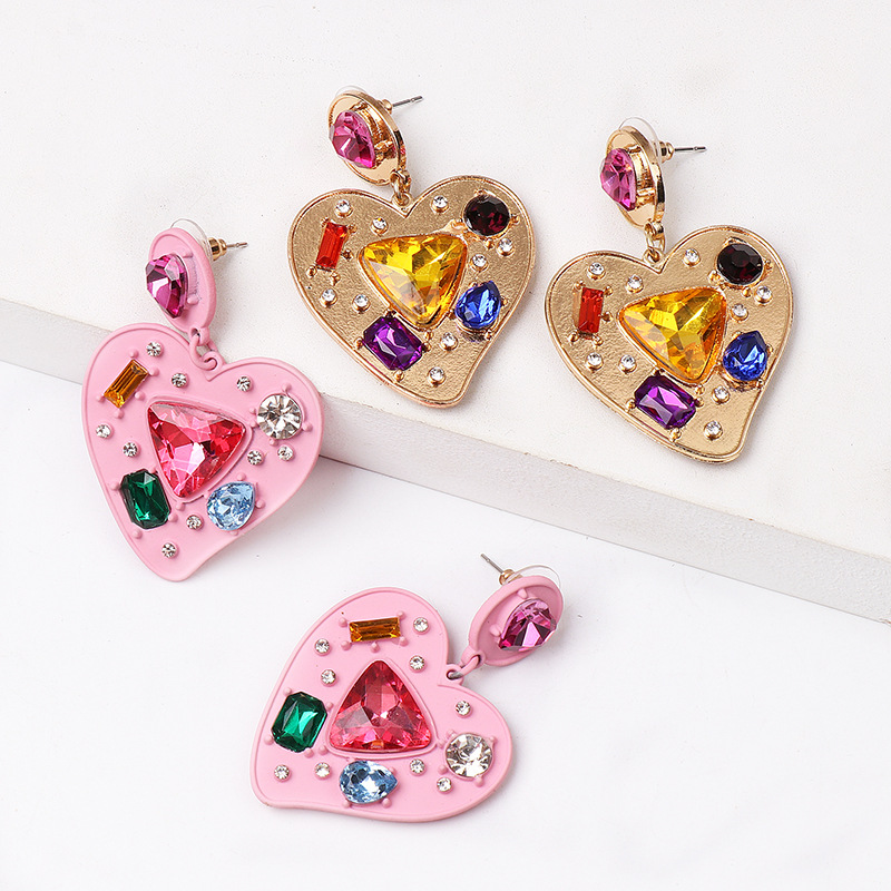 Fashion Heart Diamond Alloy Other Earrings Ear Studs display picture 2