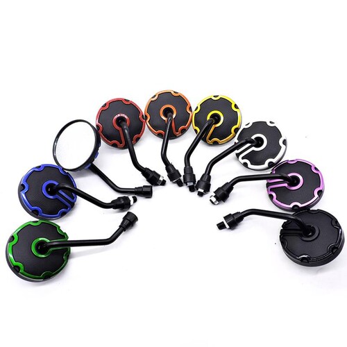 Motorcycle rearview mirror modified universal round mirror personalized electric vehicle scooter rear auxiliary mirror iron reflector
